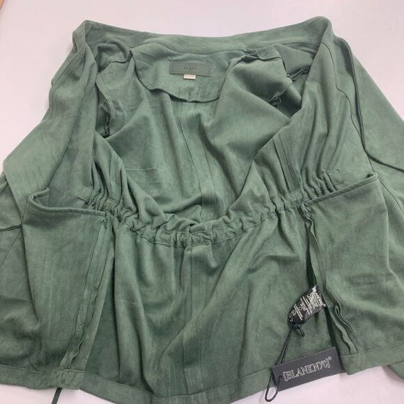 BlankNYC Jacket Womens XS Sage Vegan Suede Waterfall Lapel Drawstring Waist - Picture 11 of 15